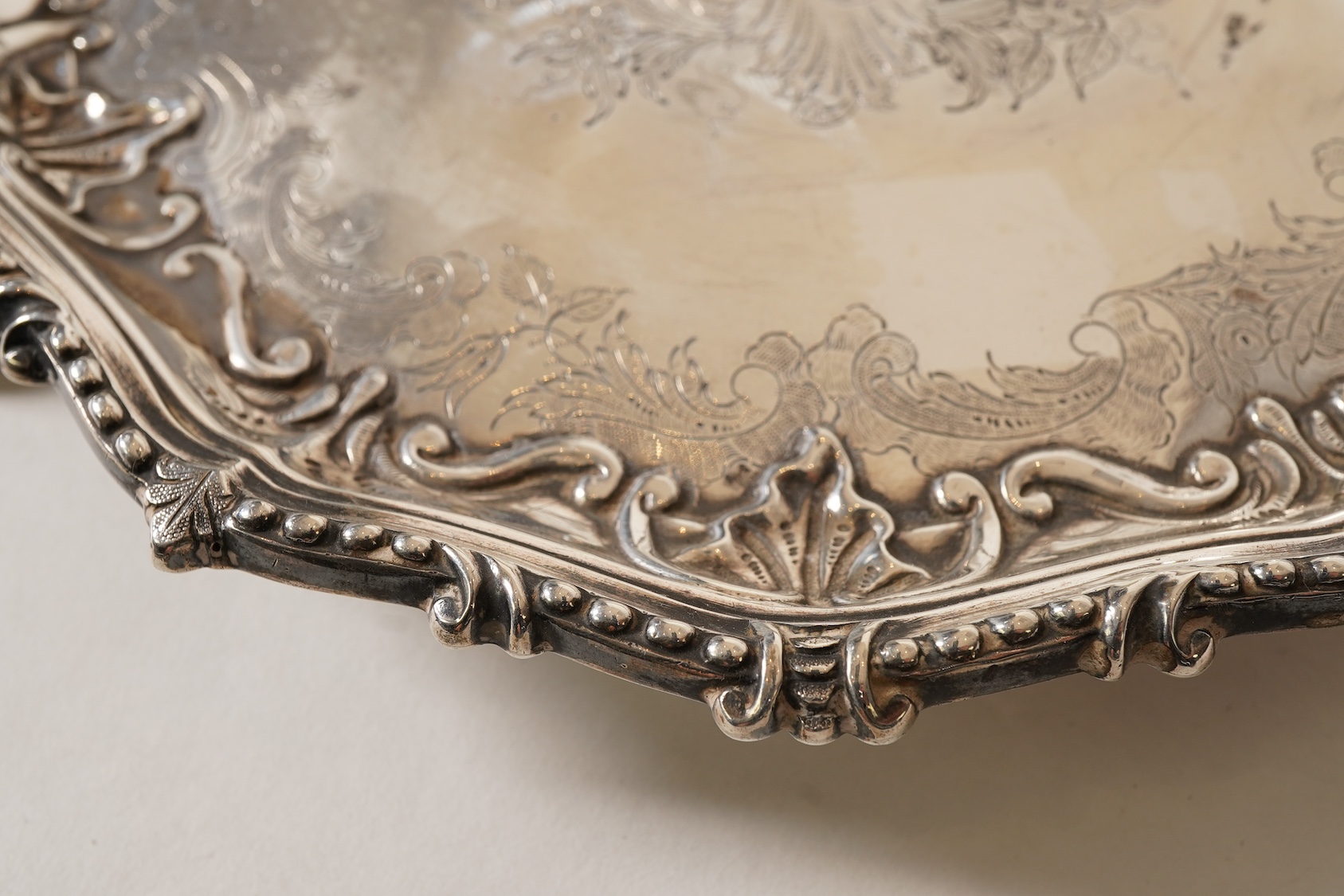 A Victorian silver waiter, by Martin, Hall & Co